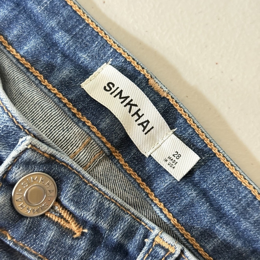 SIMKHAI Jeans Women 28 Blue High Rise Straight Leg Organic Cotton USA - Picture 6 of 7